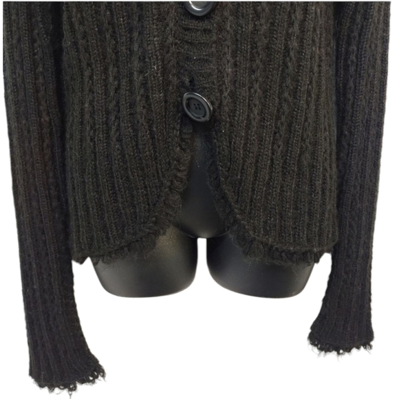 Lana Lee Womens Size S/p Black knit V-Neck Sweater Cardigan Button Soft Cozy NWT - Picture 6 of 11